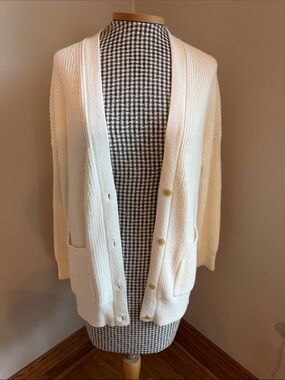 J. Crew Cream Open-Front Button Cardigan